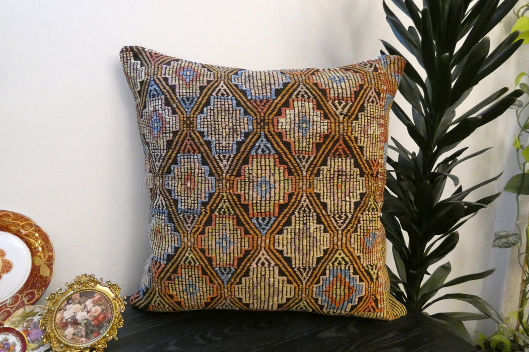Handmade Turkish Kilim Cushion Cover 70 x 70cm with Insert | Original Anatolian Kilim | Organic Cotton Backing | TK26-C786- Rugs Direct 