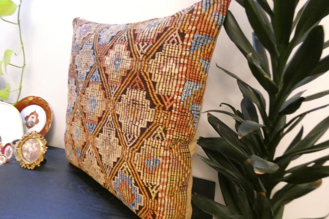 Handmade Turkish Kilim Cushion Cover 70 x 70cm with Insert | Original Anatolian Kilim | Organic Cotton Backing | TK26-C786- Rugs Direct 
