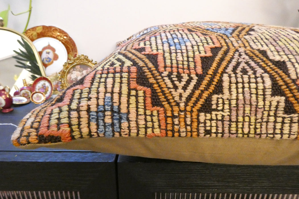 Handmade Turkish Kilim Cushion Cover 70 x 70cm with Insert | Original Anatolian Kilim | Organic Cotton Backing | TK26-C786- Rugs Direct 