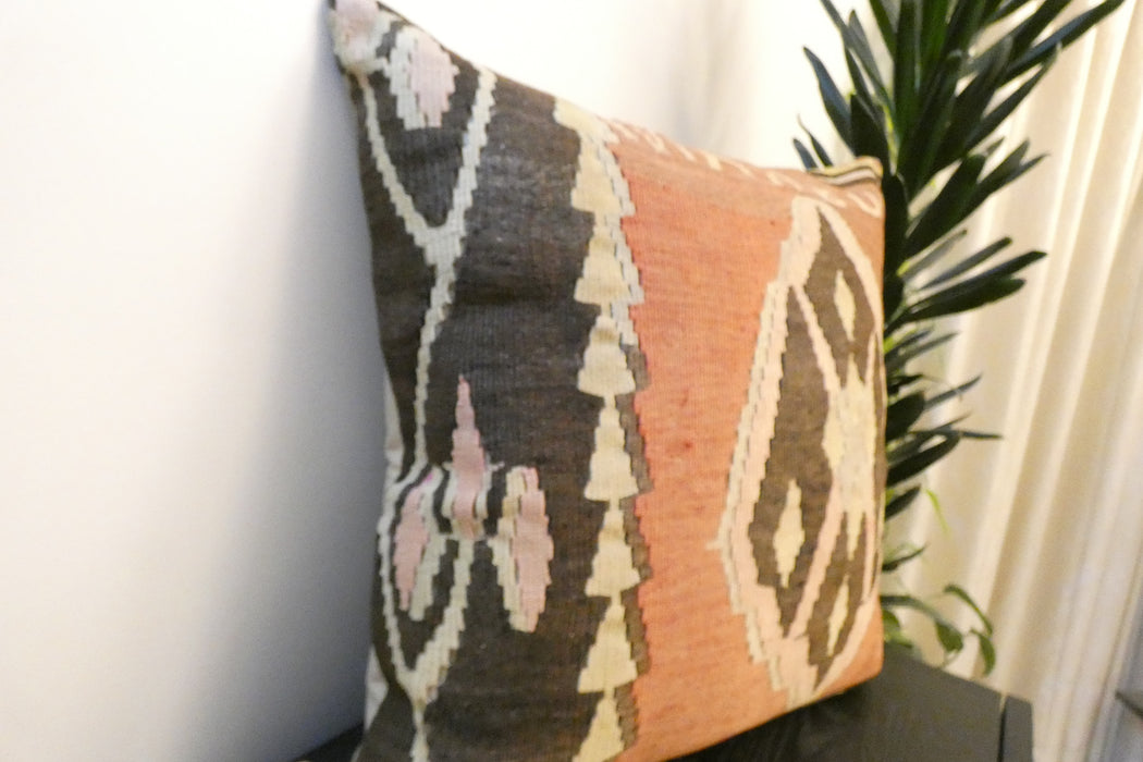 Handmade Turkish Kilim Cushion Cover 70 x 70cm with Insert | Original Anatolian Kilim | Organic Cotton Backing | TK26-C783- Rugs Direct 