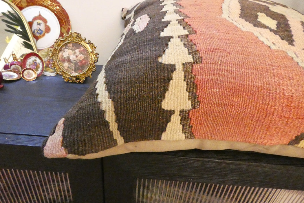 Handmade Turkish Kilim Cushion Cover 70 x 70cm with Insert | Original Anatolian Kilim | Organic Cotton Backing | TK26-C783- Rugs Direct 