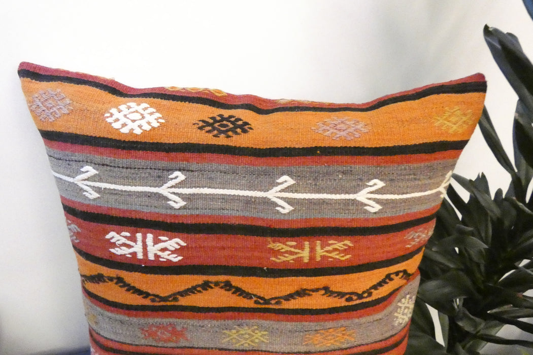 Handmade Turkish Kilim Cushion Cover 70 x 70cm with Insert | Original Anatolian Kilim | Organic Cotton Backing | TK26-C785- Rugs Direct 