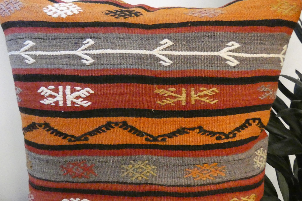 Handmade Turkish Kilim Cushion Cover 70 x 70cm with Insert | Original Anatolian Kilim | Organic Cotton Backing | TK26-C785- Rugs Direct 
