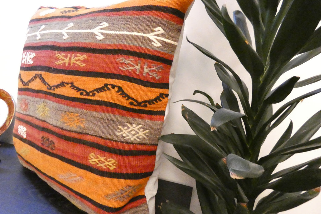 Handmade Turkish Kilim Cushion Cover 70 x 70cm with Insert | Original Anatolian Kilim | Organic Cotton Backing | TK26-C785- Rugs Direct 