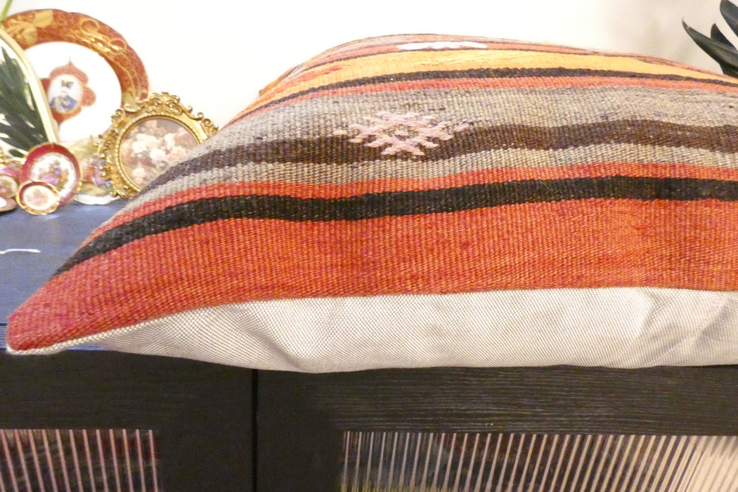 Handmade Turkish Kilim Cushion Cover 70 x 70cm with Insert | Original Anatolian Kilim | Organic Cotton Backing | TK26-C785- Rugs Direct 