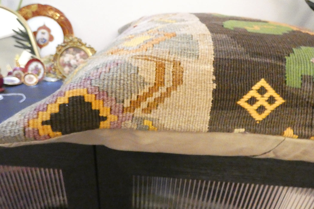 Handmade Turkish Kilim Cushion Cover 70 x 70cm with Insert | Original Anatolian Kilim | Organic Cotton Backing | TK26-C790- Rugs Direct 