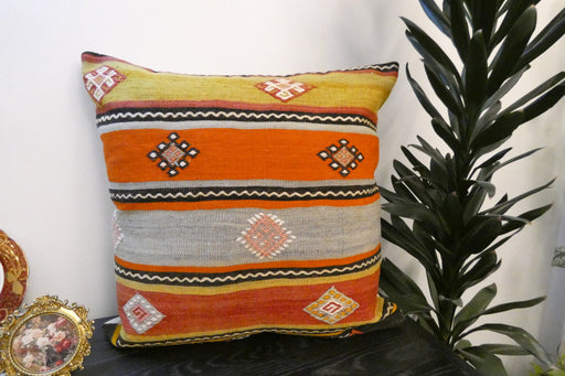 Handmade Turkish Kilim Cushion Cover 70 x 70cm with Insert | Original Anatolian Kilim | Organic Cotton Backing | TK26-C789- Rugs Direct 