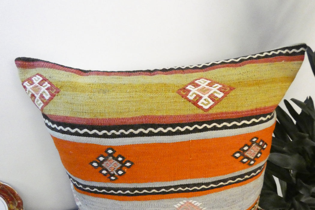 Handmade Turkish Kilim Cushion Cover 70 x 70cm with Insert | Original Anatolian Kilim | Organic Cotton Backing | TK26-C789- Rugs Direct 