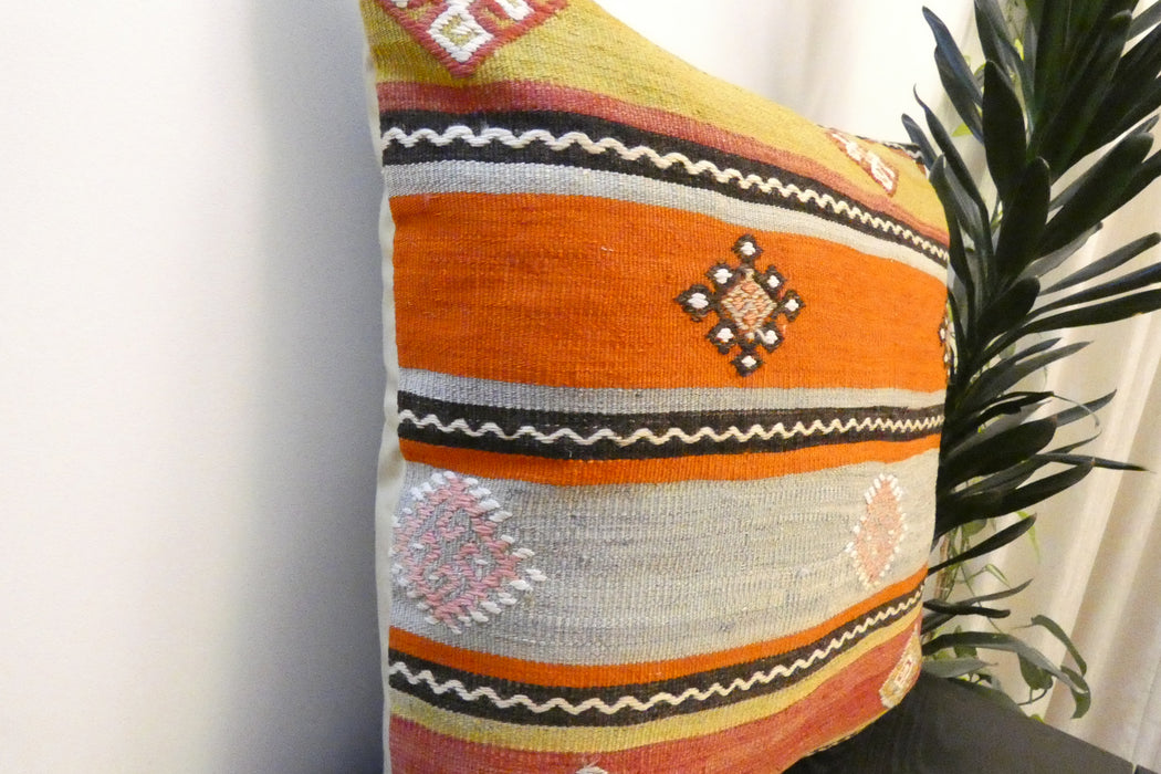 Handmade Turkish Kilim Cushion Cover 70 x 70cm with Insert | Original Anatolian Kilim | Organic Cotton Backing | TK26-C789- Rugs Direct 