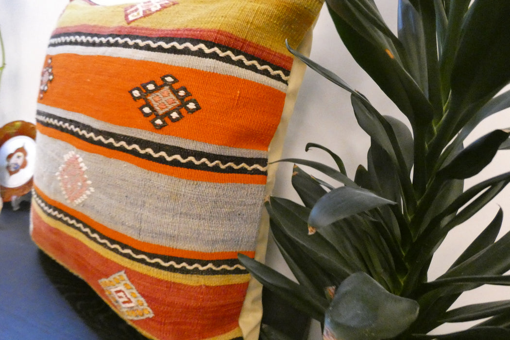 Handmade Turkish Kilim Cushion Cover 70 x 70cm with Insert | Original Anatolian Kilim | Organic Cotton Backing | TK26-C789- Rugs Direct 