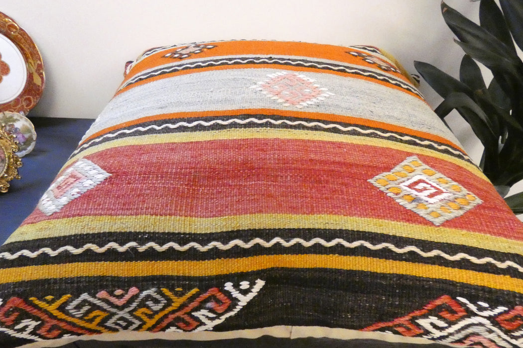 Handmade Turkish Kilim Cushion Cover 70 x 70cm with Insert | Original Anatolian Kilim | Organic Cotton Backing | TK26-C789- Rugs Direct 
