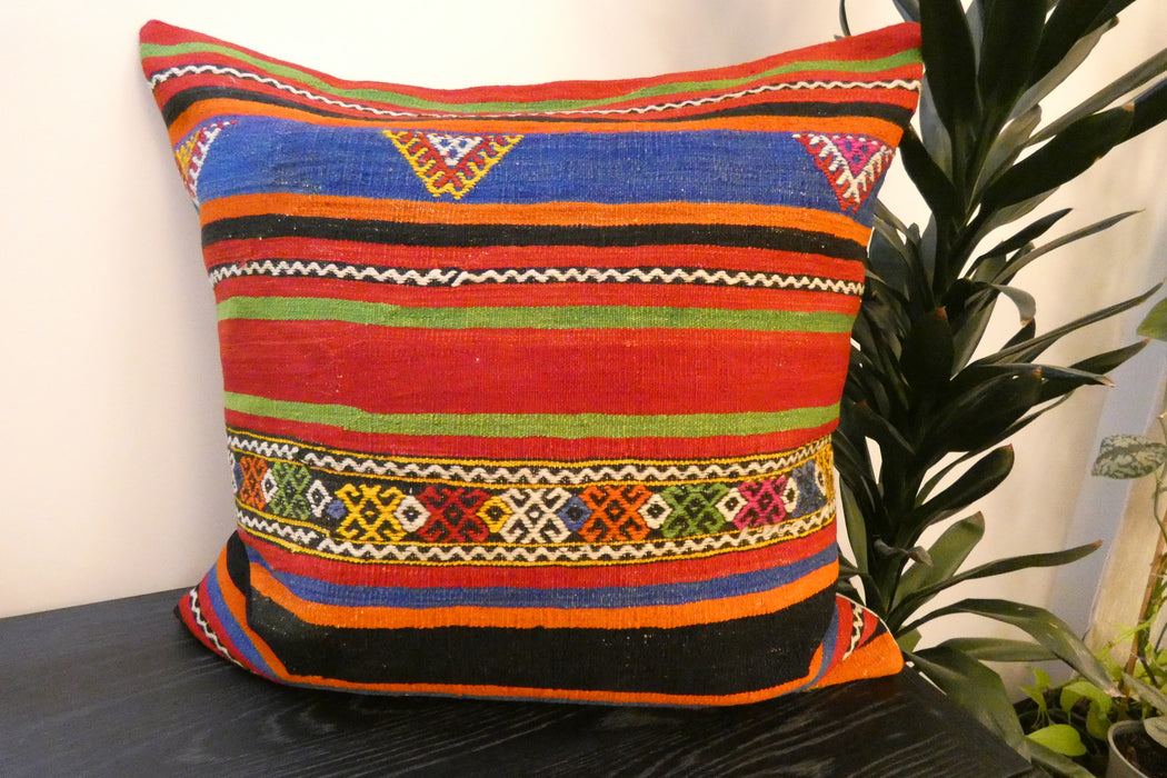 Handmade Turkish Kilim Cushion Cover 70 x 70cm with Insert | Original Anatolian Kilim | Organic Cotton Backing | TK26-C788- Rugs Direct 