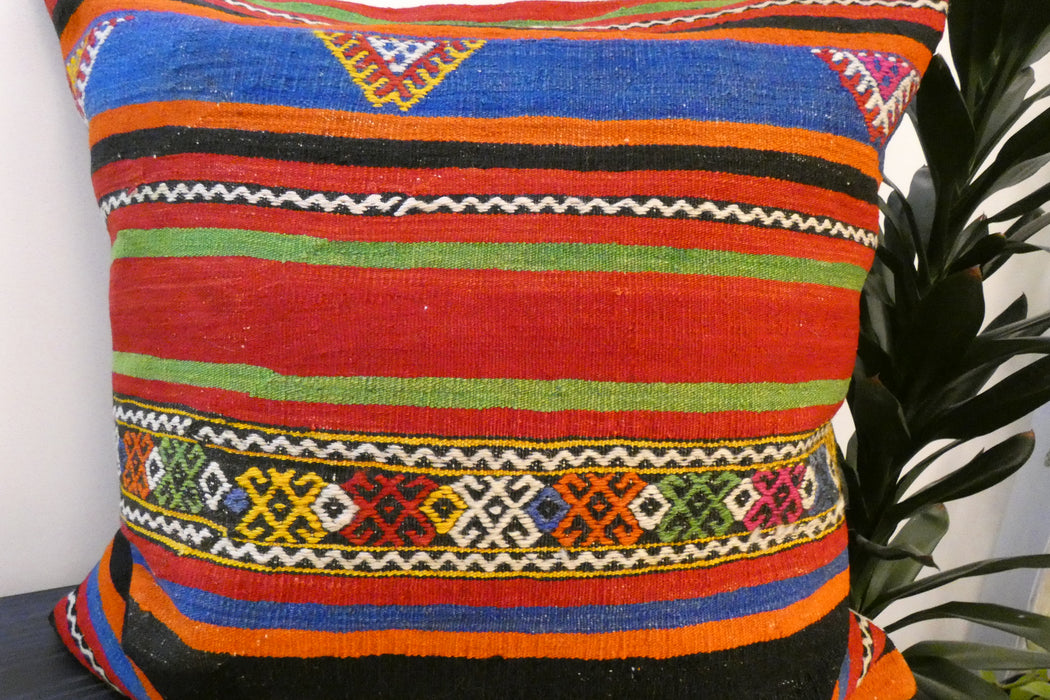 Handmade Turkish Kilim Cushion Cover 70 x 70cm with Insert | Original Anatolian Kilim | Organic Cotton Backing | TK26-C788- Rugs Direct 