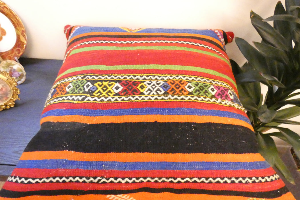 Handmade Turkish Kilim Cushion Cover 70 x 70cm with Insert | Original Anatolian Kilim | Organic Cotton Backing | TK26-C788- Rugs Direct 