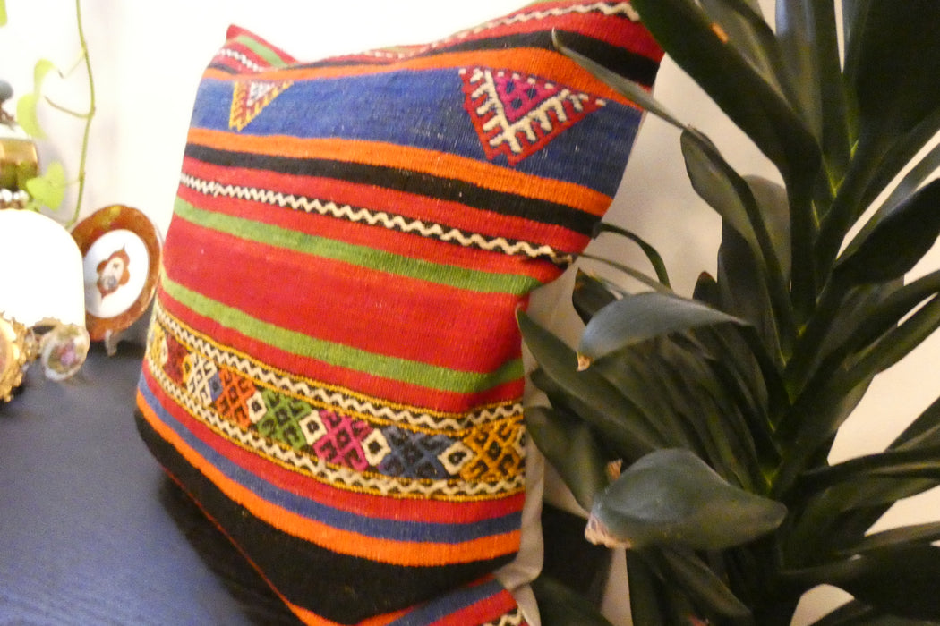 Handmade Turkish Kilim Cushion Cover 70 x 70cm with Insert | Original Anatolian Kilim | Organic Cotton Backing | TK26-C788- Rugs Direct 