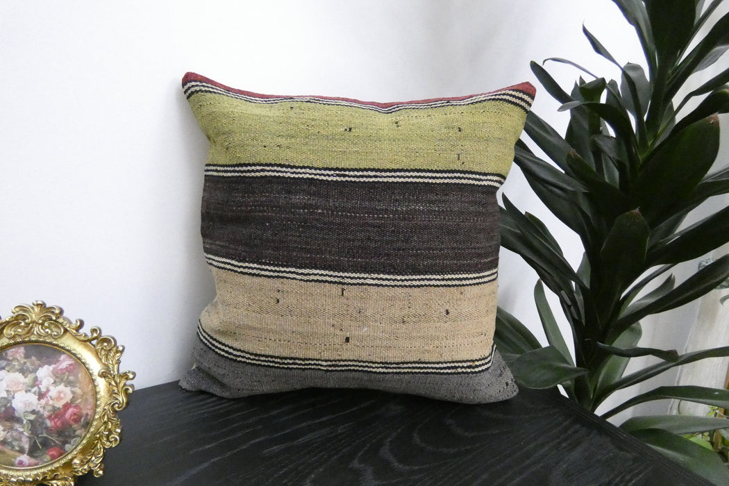 Handmade Turkish Kilim Cushion Cover 40 x 40cm with Insert | Original Anatolian Kilim | Organic Cotton Backing | TK26-C938- Rugs Direct