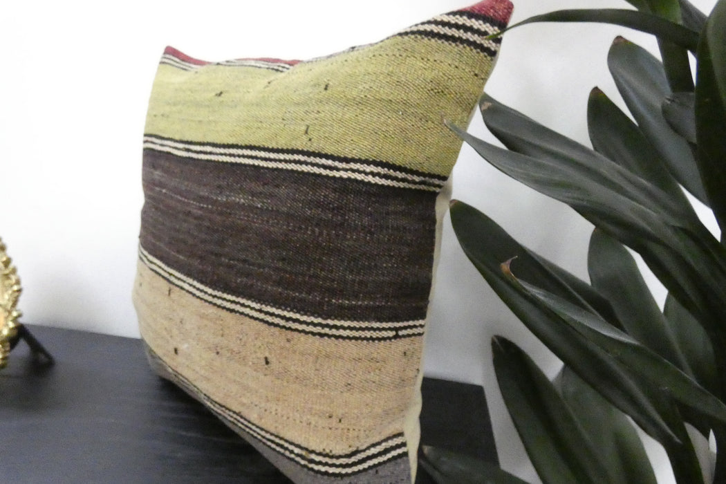 Handmade Turkish Kilim Cushion Cover 40 x 40cm with Insert | Original Anatolian Kilim | Organic Cotton Backing | TK26-C938- Rugs Direct