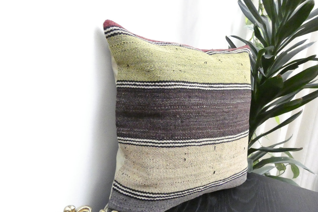 Handmade Turkish Kilim Cushion Cover 40 x 40cm with Insert | Original Anatolian Kilim | Organic Cotton Backing | TK26-C938- Rugs Direct