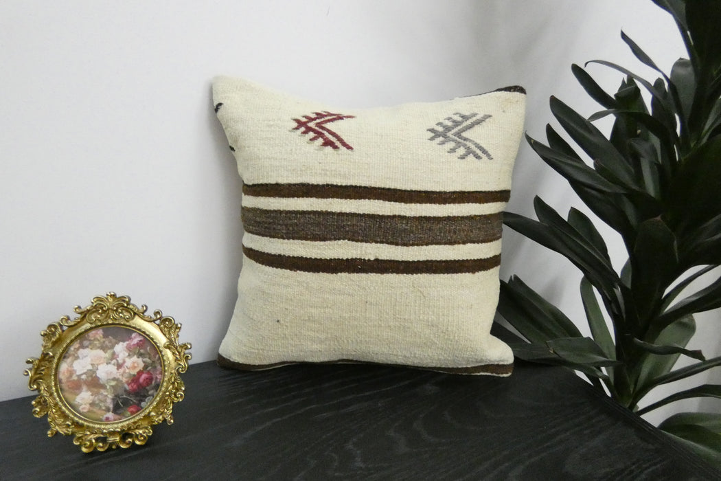 Handmade Turkish Kilim Cushion Cover 40 x 40cm with Insert | Original Anatolian Kilim | Organic Cotton Backing | TK26-C937-Rugs Direct