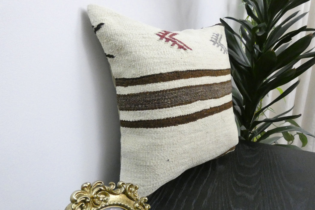 Handmade Turkish Kilim Cushion Cover 40 x 40cm with Insert | Original Anatolian Kilim | Organic Cotton Backing | TK26-C937-Rugs Direct