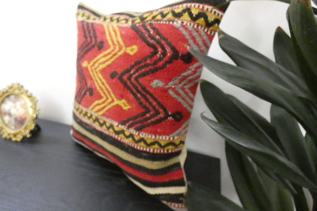 Handmade Turkish Kilim Cushion Cover 40 x 40cm with Insert | Original Anatolian Kilim | Organic Cotton Backing | TK26-C931- Rugs Direct
