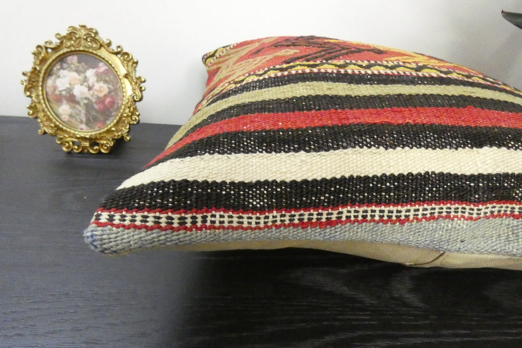 Handmade Turkish Kilim Cushion Cover 40 x 40cm with Insert | Original Anatolian Kilim | Organic Cotton Backing | TK26-C931- Rugs Direct