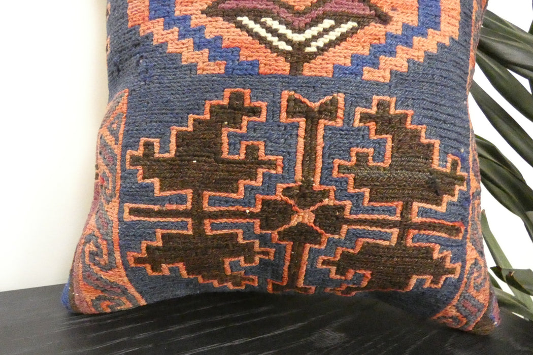 Handmade Turkish Kilim Cushion Cover 40 x 40cm with Insert | Original Anatolian Kilim | Organic Cotton Backing | TK26-C934- Rugs Direct 