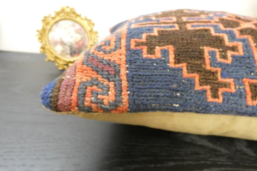 Handmade Turkish Kilim Cushion Cover 40 x 40cm with Insert | Original Anatolian Kilim | Organic Cotton Backing | TK26-C934- Rugs Direct 
