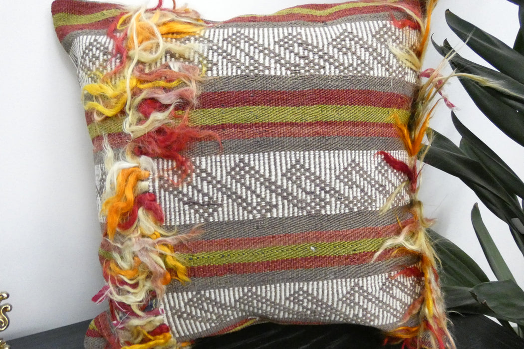 Handmade Turkish Kilim Cushion Cover 40 x 40cm with Insert | Original Anatolian Kilim | Organic Cotton Backing | TK26-C929- Rugs Direct 