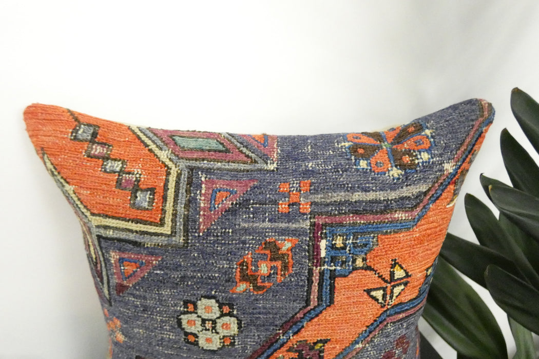 Handmade Turkish Kilim Cushion Cover 40 x 40cm with Insert | Original Anatolian Kilim | Organic Cotton Backing | TK26-C943- Rugs Direct 