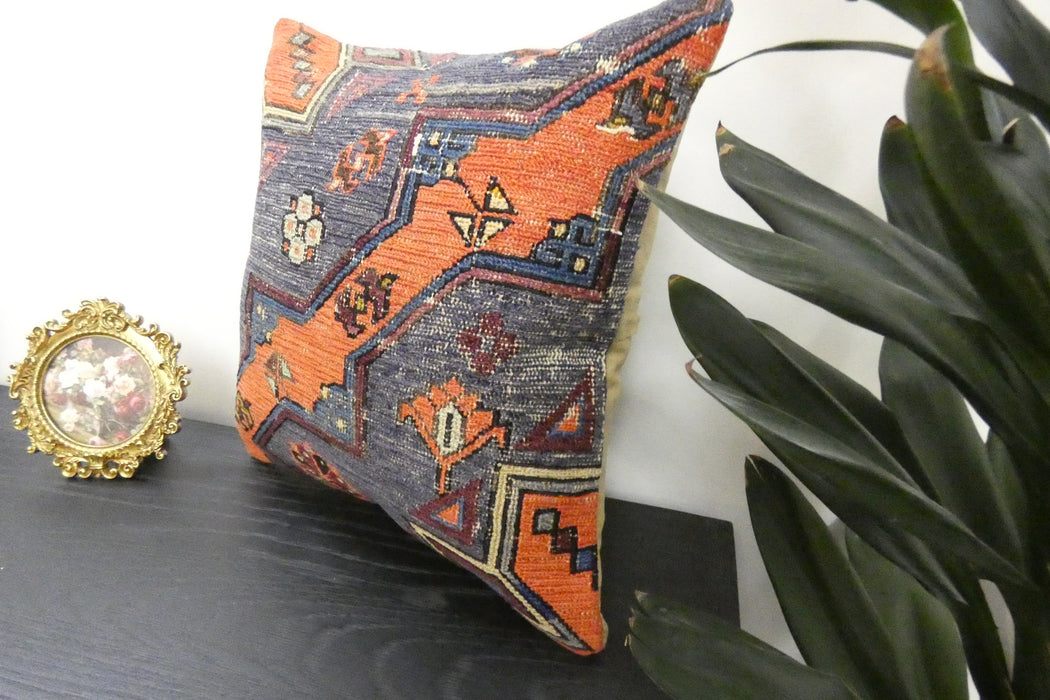 Handmade Turkish Kilim Cushion Cover 40 x 40cm with Insert | Original Anatolian Kilim | Organic Cotton Backing | TK26-C943- Rugs Direct 
