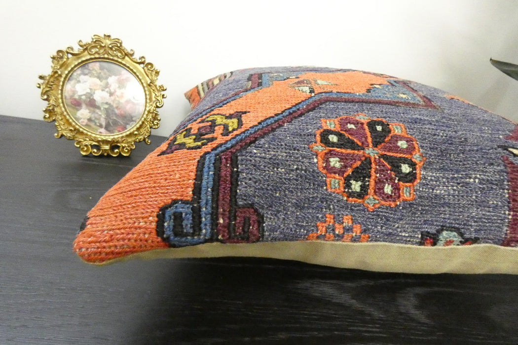 Handmade Turkish Kilim Cushion Cover 40 x 40cm with Insert | Original Anatolian Kilim | Organic Cotton Backing | TK26-C943- Rugs Direct 
