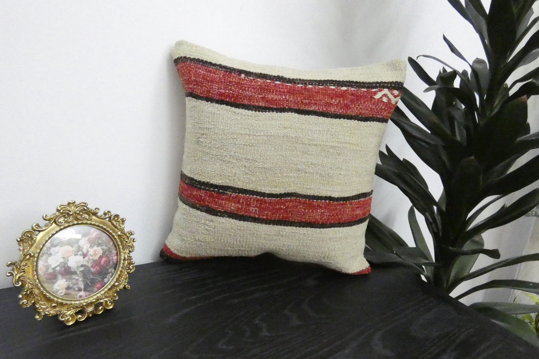 Handmade Turkish Kilim Cushion Cover 40 x 40cm with Insert | Original Anatolian Kilim | Organic Cotton Backing | TK26-C932- Rugs Direct 