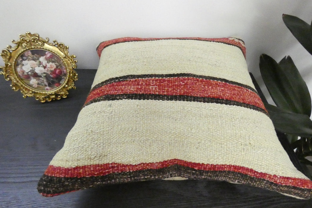 Handmade Turkish Kilim Cushion Cover 40 x 40cm with Insert | Original Anatolian Kilim | Organic Cotton Backing | TK26-C932- Rugs Direct 