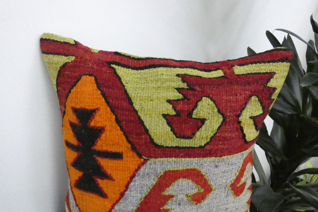 Handmade Turkish Kilim Cushion Cover 40 x 40cm with Insert | Original Anatolian Kilim | Organic Cotton Backing | TK26-C948- Rugs Direct 