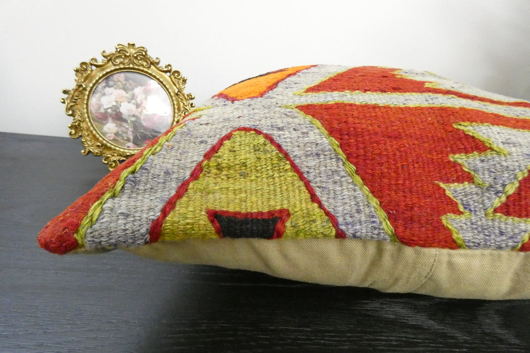 Handmade Turkish Kilim Cushion Cover 40 x 40cm with Insert | Original Anatolian Kilim | Organic Cotton Backing | TK26-C948- Rugs Direct 