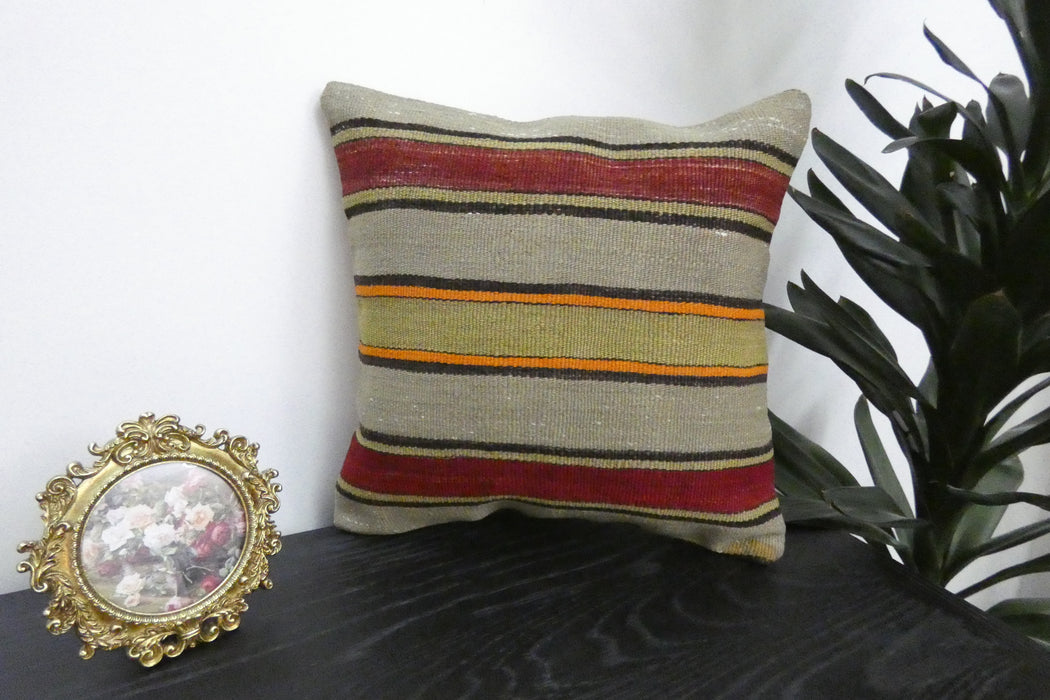 Handmade Turkish Kilim Cushion Cover 40 x 40cm with Insert | Original Anatolian Kilim | Organic Cotton Backing | TK26-C940- Rugs Direct 