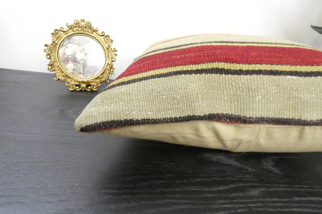 Handmade Turkish Kilim Cushion Cover 40 x 40cm with Insert | Original Anatolian Kilim | Organic Cotton Backing | TK26-C940- Rugs Direct 