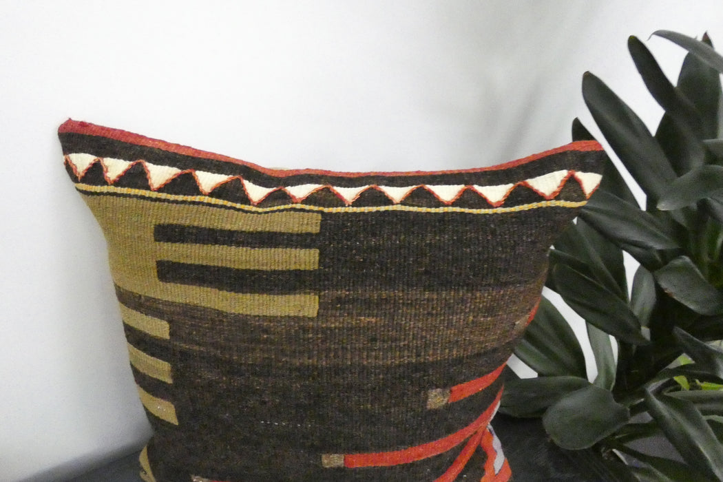 Handmade Turkish Kilim Cushion Cover 40 x 40cm with Insert | Original Anatolian Kilim | Organic Cotton Backing | TK26-C945- Rugs Direct 