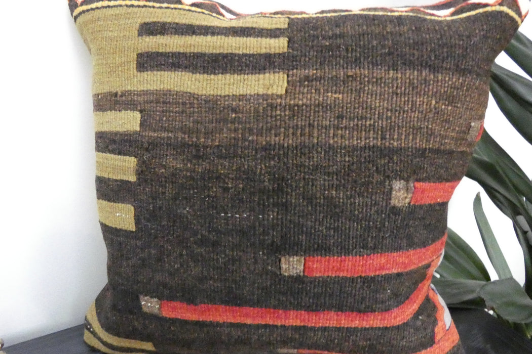 Handmade Turkish Kilim Cushion Cover 40 x 40cm with Insert | Original Anatolian Kilim | Organic Cotton Backing | TK26-C945- Rugs Direct 
