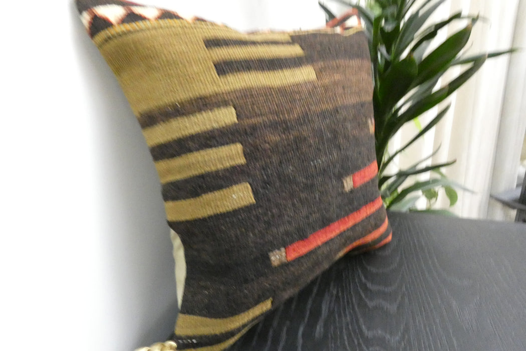 Handmade Turkish Kilim Cushion Cover 40 x 40cm with Insert | Original Anatolian Kilim | Organic Cotton Backing | TK26-C945- Rugs Direct 