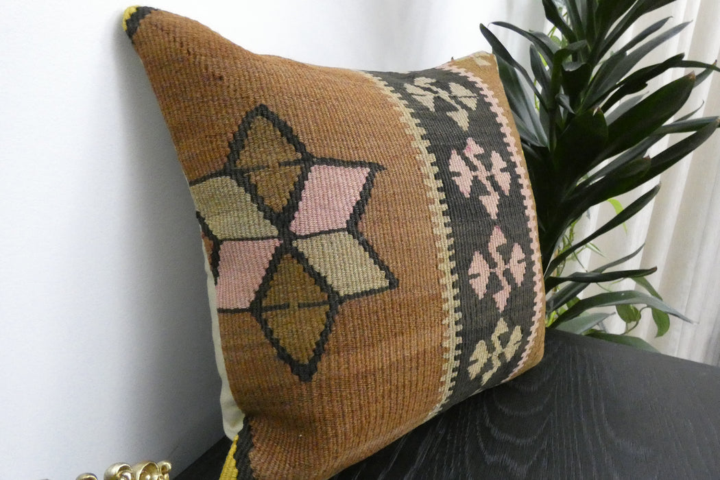 Handmade Turkish Kilim Cushion Cover 40 x 40cm with Insert | Original Anatolian Kilim | Organic Cotton Backing | TK26-C935- Rugs Direct 