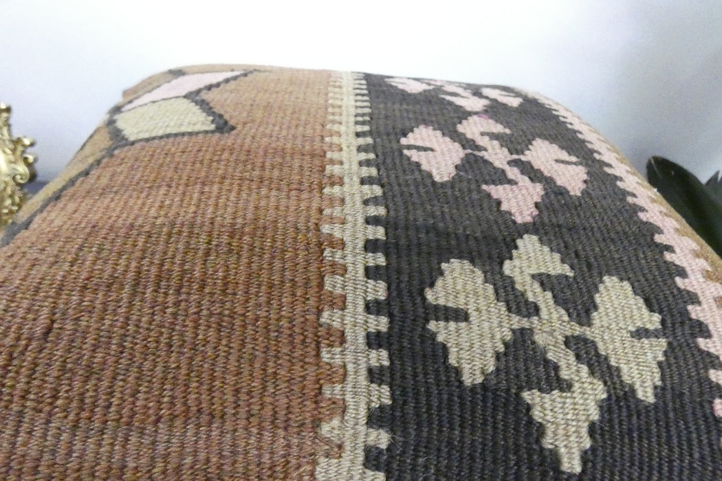 Handmade Turkish Kilim Cushion Cover 40 x 40cm with Insert | Original Anatolian Kilim | Organic Cotton Backing | TK26-C935- Rugs Direct 