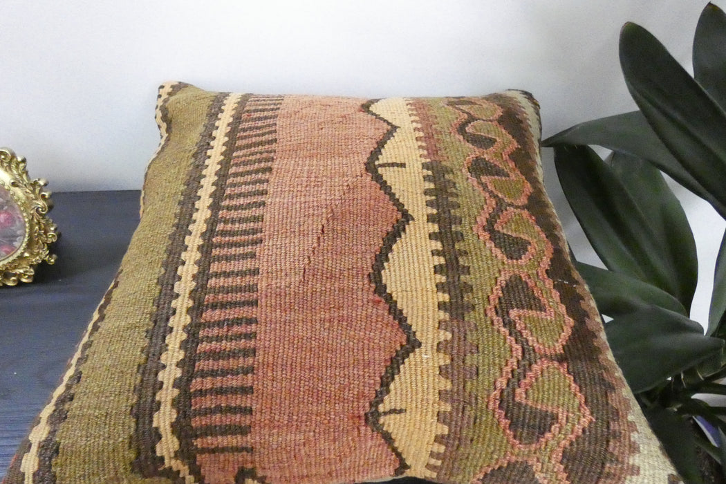 Handmade Turkish Kilim Cushion Cover 40 x 40cm with Insert | Original Anatolian Kilim | Organic Cotton Backing | TK26-C933- Rugs Direct 