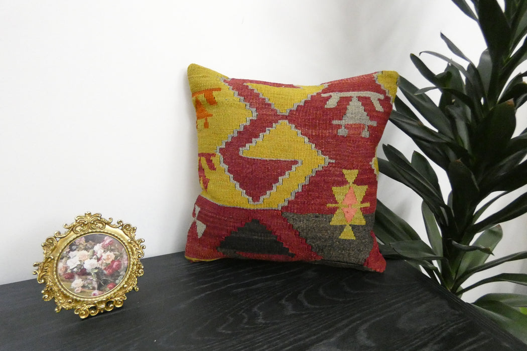 Handmade Turkish Kilim Cushion Cover 40 x 40cm with Insert | Original Anatolian Kilim | Organic Cotton Backing | TK26-C944- Rugs Direct 