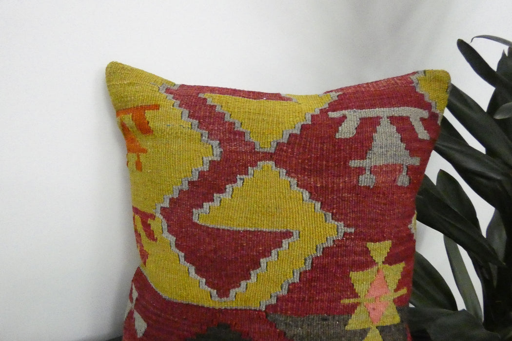 Handmade Turkish Kilim Cushion Cover 40 x 40cm with Insert | Original Anatolian Kilim | Organic Cotton Backing | TK26-C944- Rugs Direct 