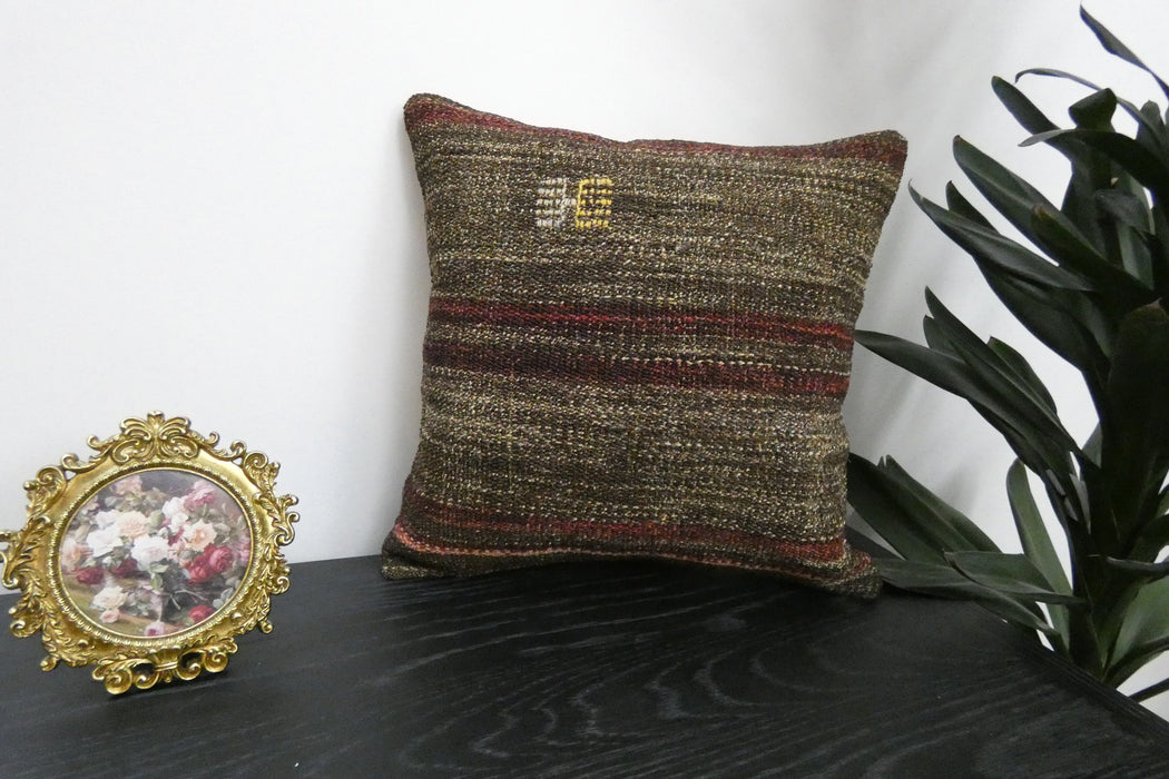 Handmade Turkish Kilim Cushion Cover 40 x 40cm with Insert | Original Anatolian Kilim | Organic Cotton Backing | TK26-C941- Rugs Direct 