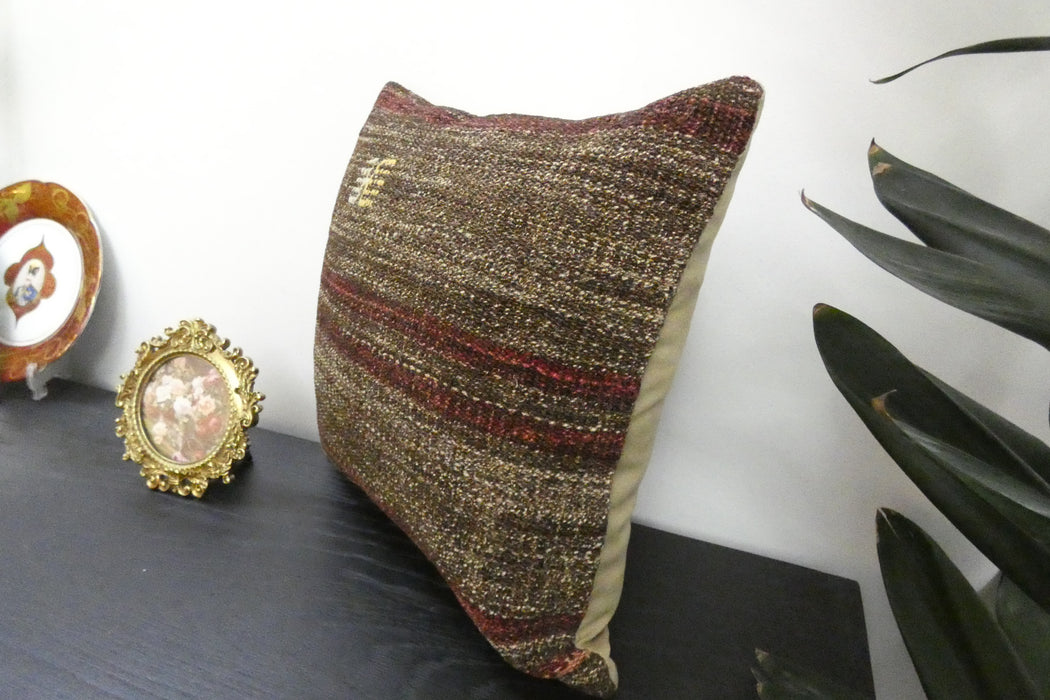 Handmade Turkish Kilim Cushion Cover 40 x 40cm with Insert | Original Anatolian Kilim | Organic Cotton Backing | TK26-C941- Rugs Direct 