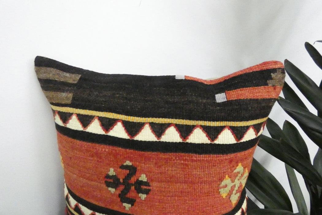 Handmade Turkish Kilim Cushion Cover 40 x 40cm with Insert | Original Anatolian Kilim | Organic Cotton Backing | TK26-C947- Rugs Direct 