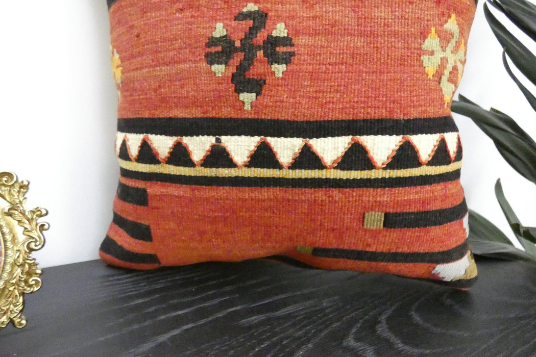 Handmade Turkish Kilim Cushion Cover 40 x 40cm with Insert | Original Anatolian Kilim | Organic Cotton Backing | TK26-C947- Rugs Direct 